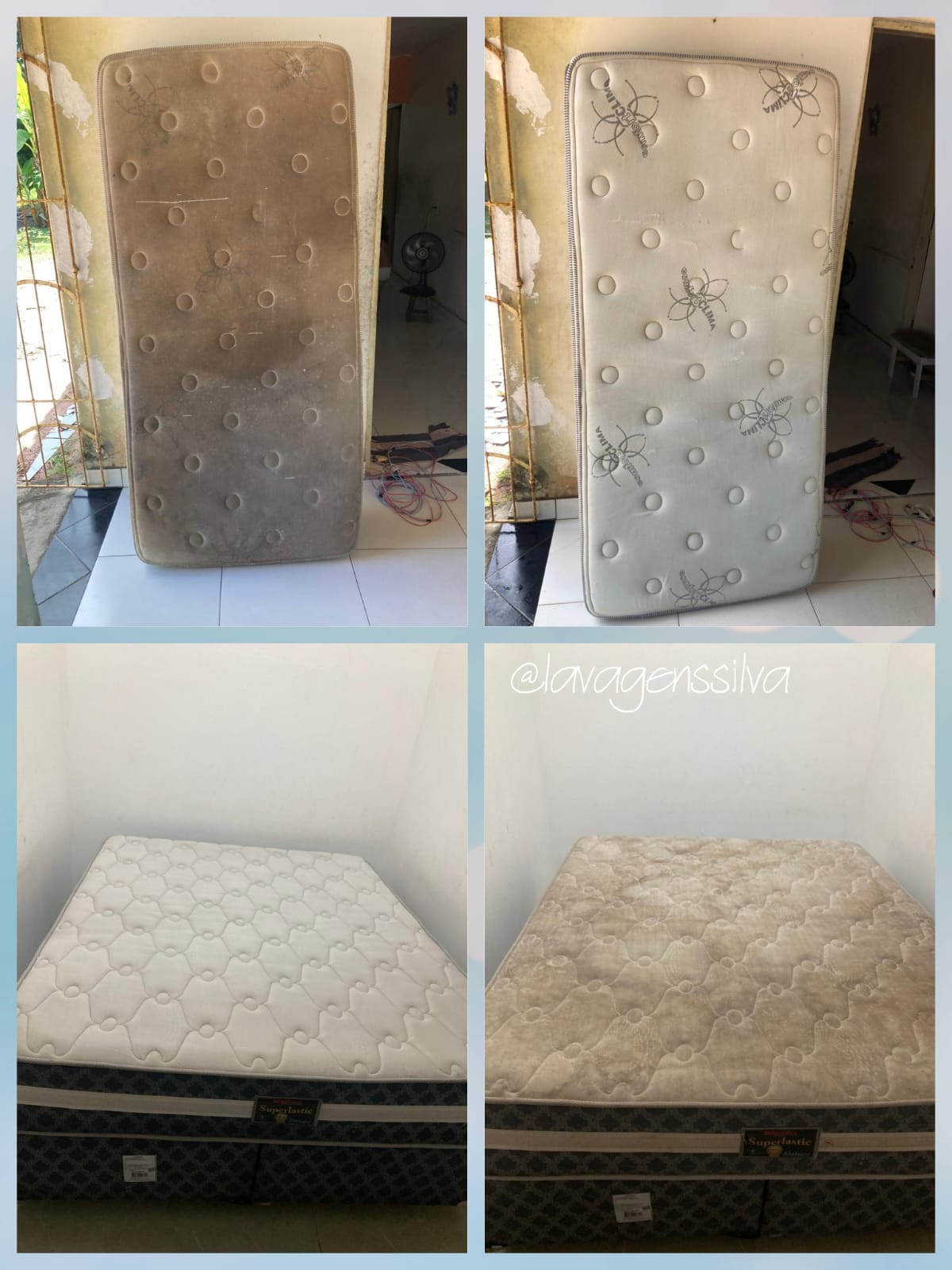 Antes e Depois da Lavagem de Colchão